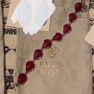 Kendra Scott Maroon Jade Silver Brynn Bracelet